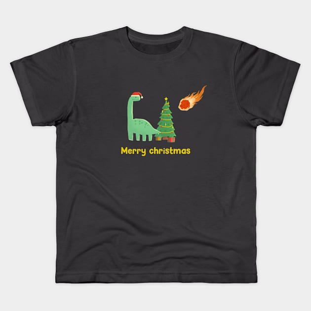 Merry Christmas dinosaur Kids T-Shirt by edermunizz